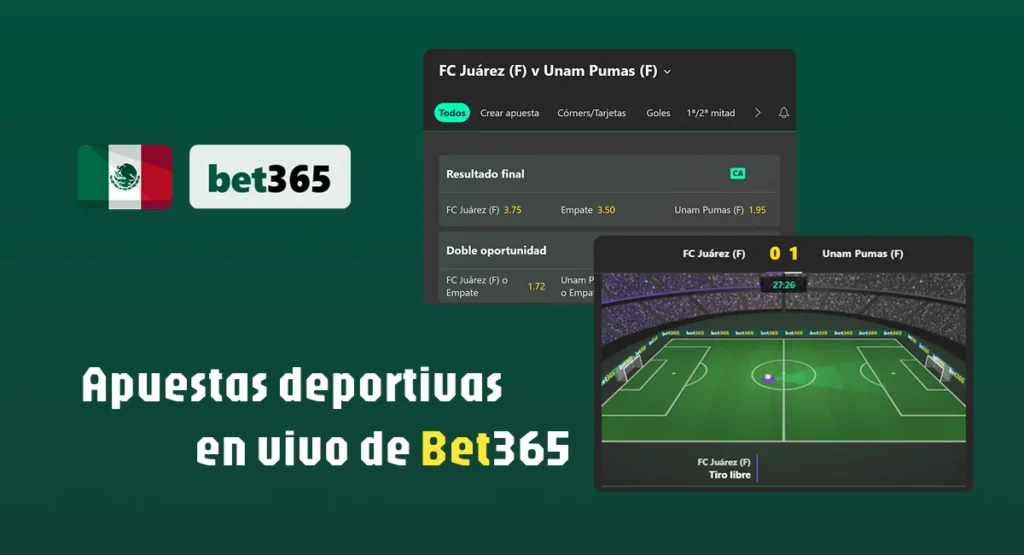 Apuestas en directo de Bet365 en partidos deportivos