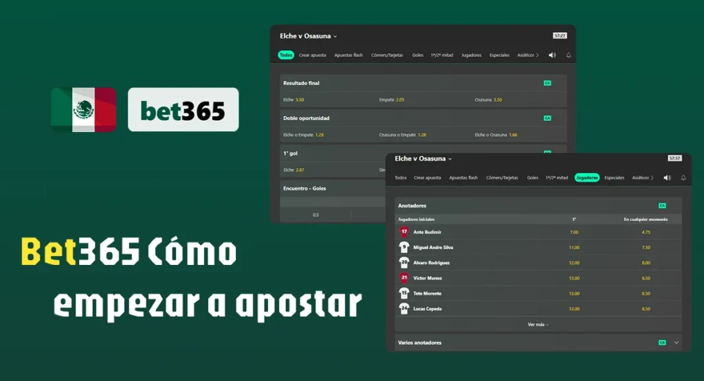 Selección del tipo de apuesta de Bet365